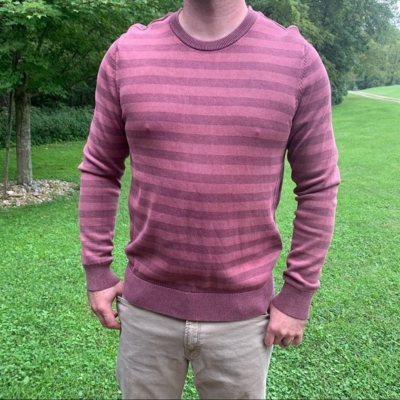 BUNDLE of 2 Express blue and red vintage dyed striped light crew neck sweaters - Picture 2 of 10